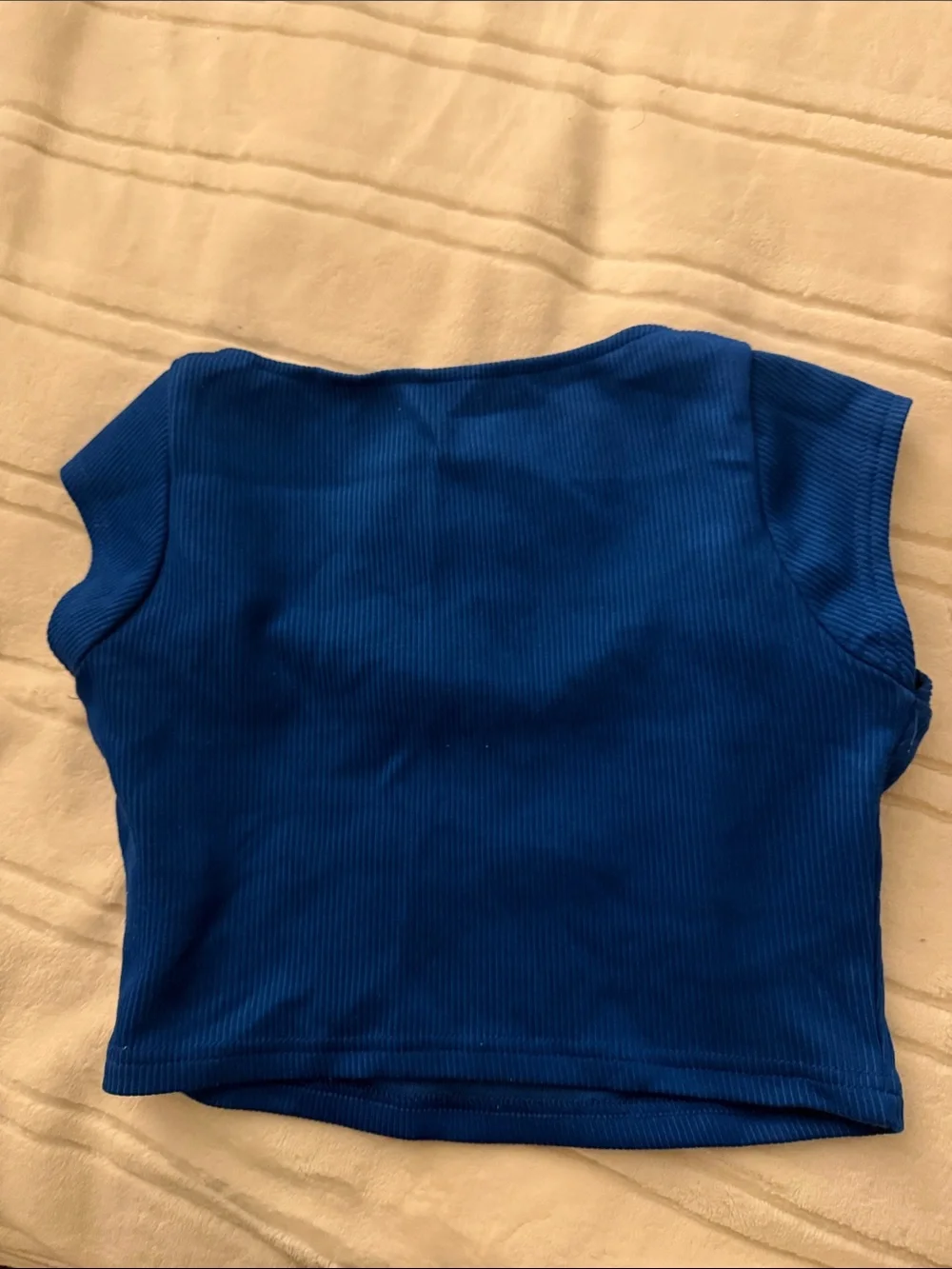 Women’s Blue Ribbed Cropped Tank Top